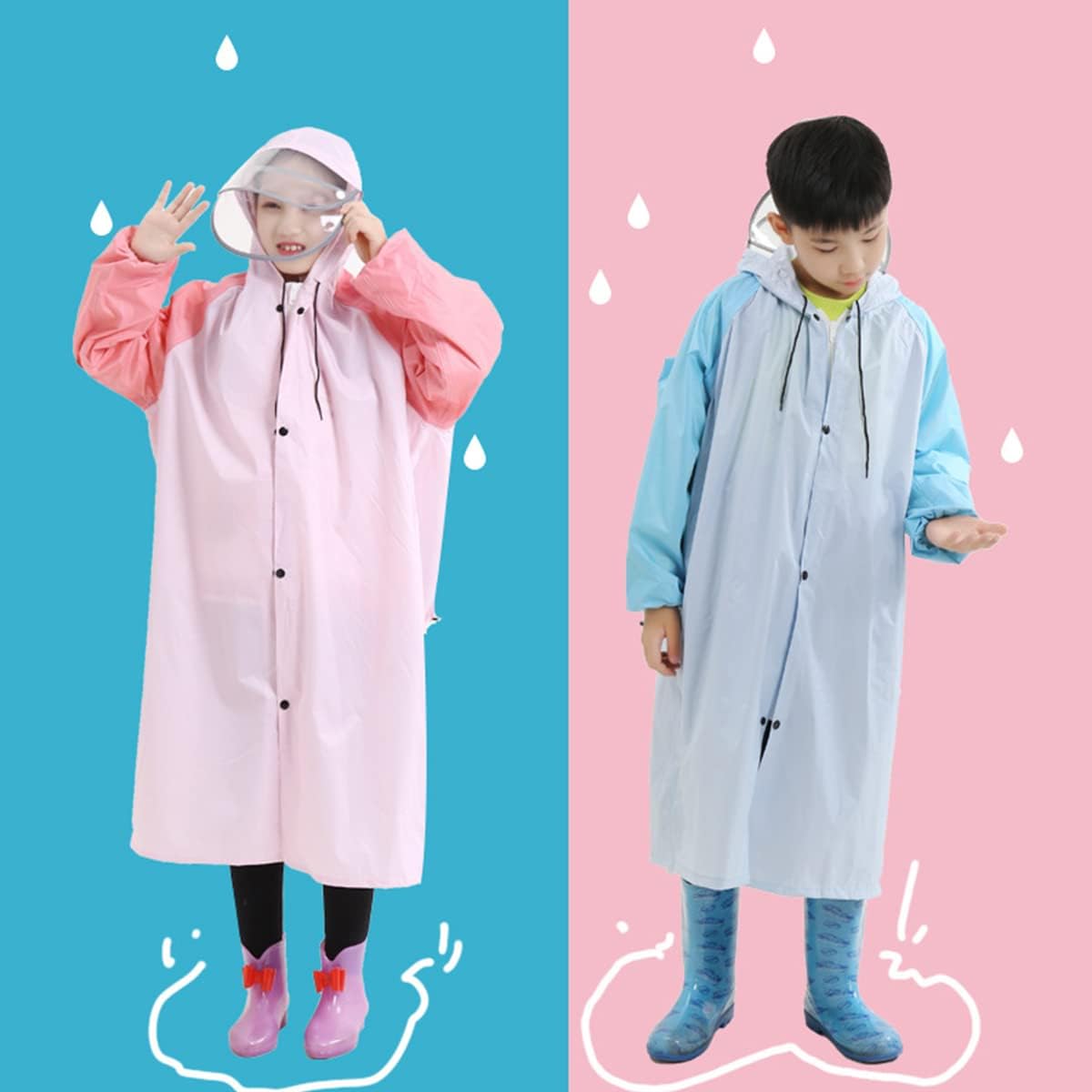 Kids Rain Wear CartoonChildren Toddler Raincoat Jacket Poncho for Boys Girls
