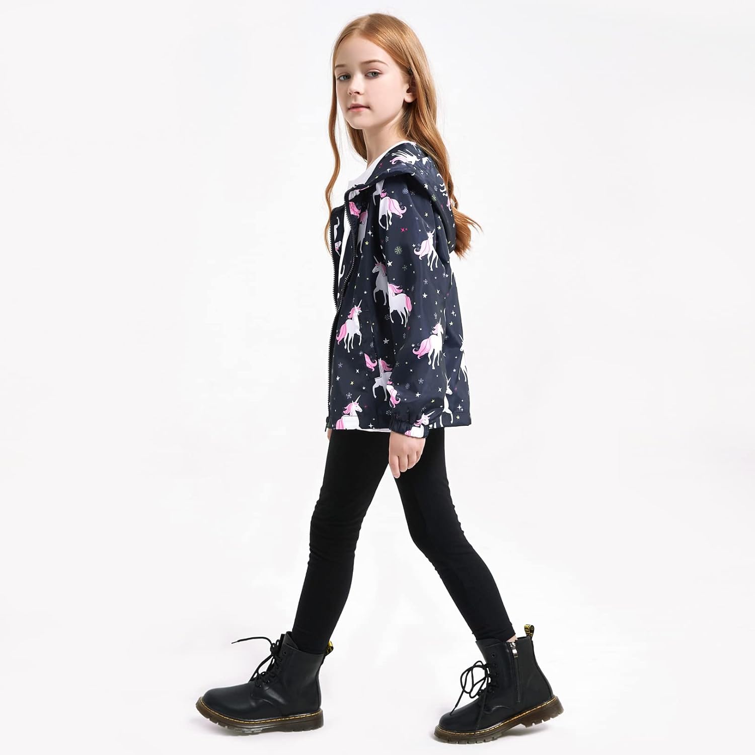 Jxstar Girls Waterproof Rain Jacket - Stretchy Windbreakers with Hoodie