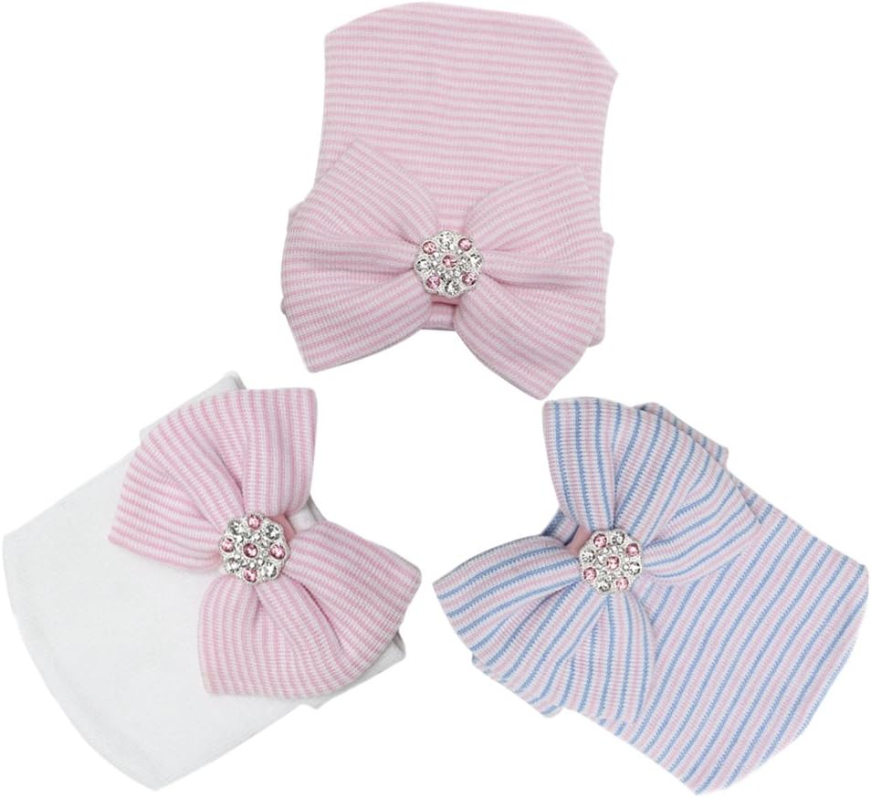DRESHOW Newborn Hospital Baby Hat with Big Bow