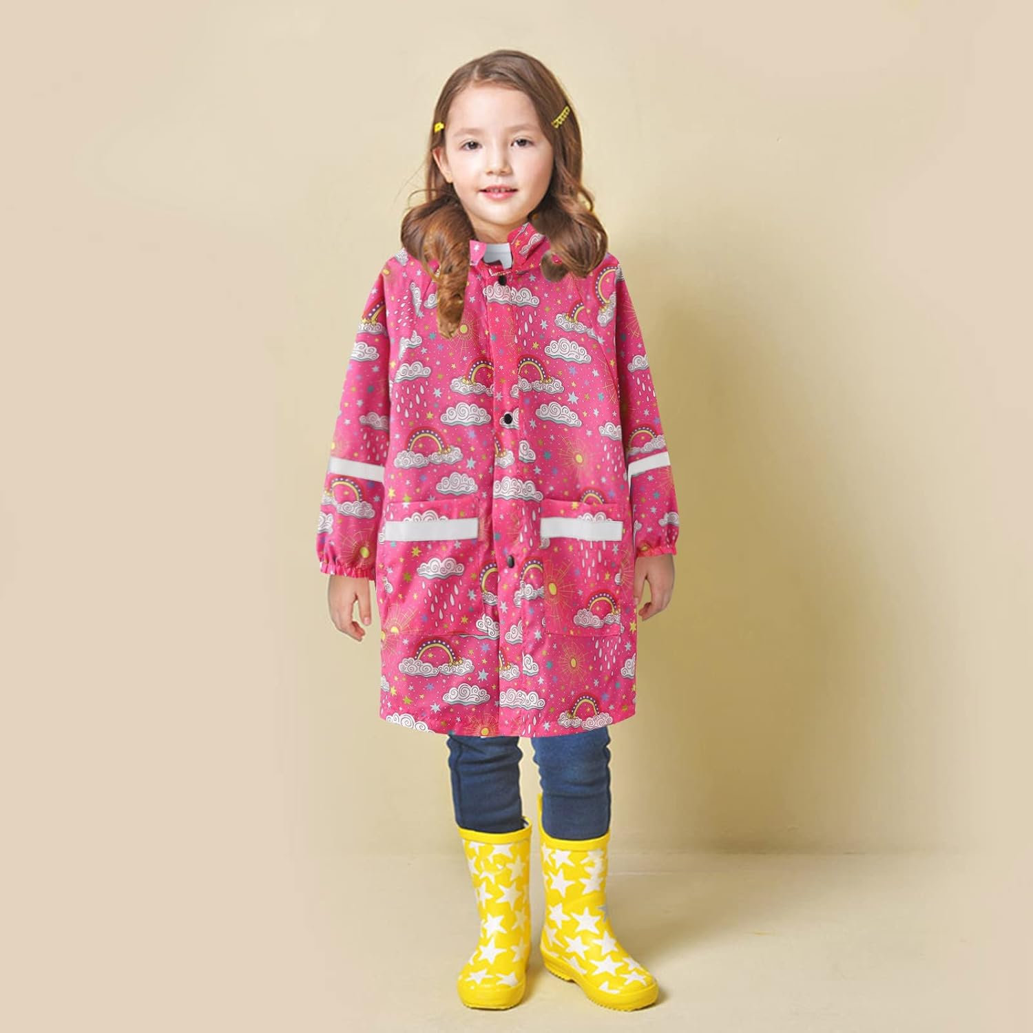 Adorable Kids Ponchos with Hoods Waterproof Reflective Perfect for Rainy Days