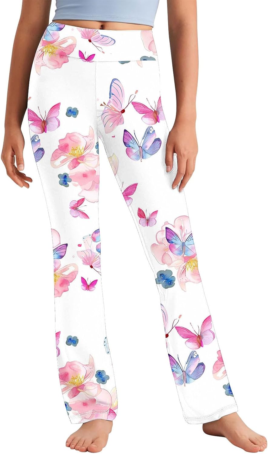 Floral Printed Straight Leg Yoga Pants for Toddler Girls