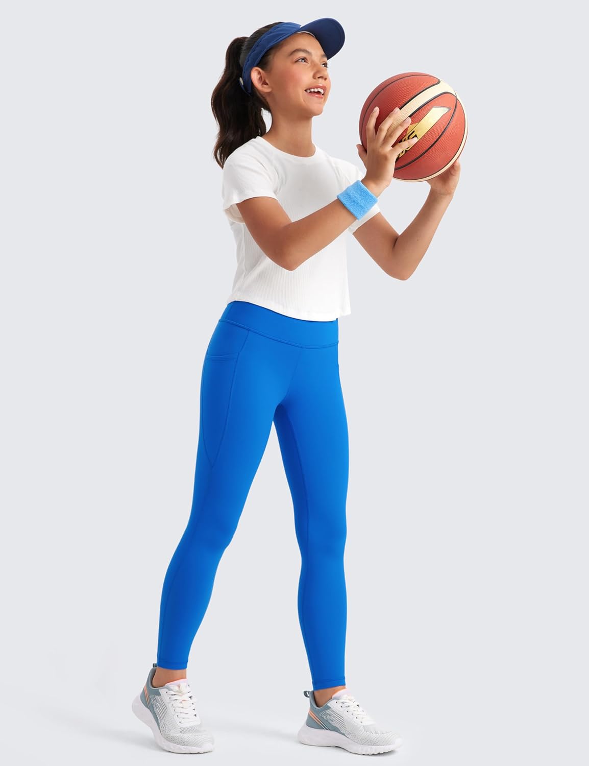 CRZ YOGA Girls Buttluxe Athletic Leggings High Waist Pocket Pleasant Workout Pants