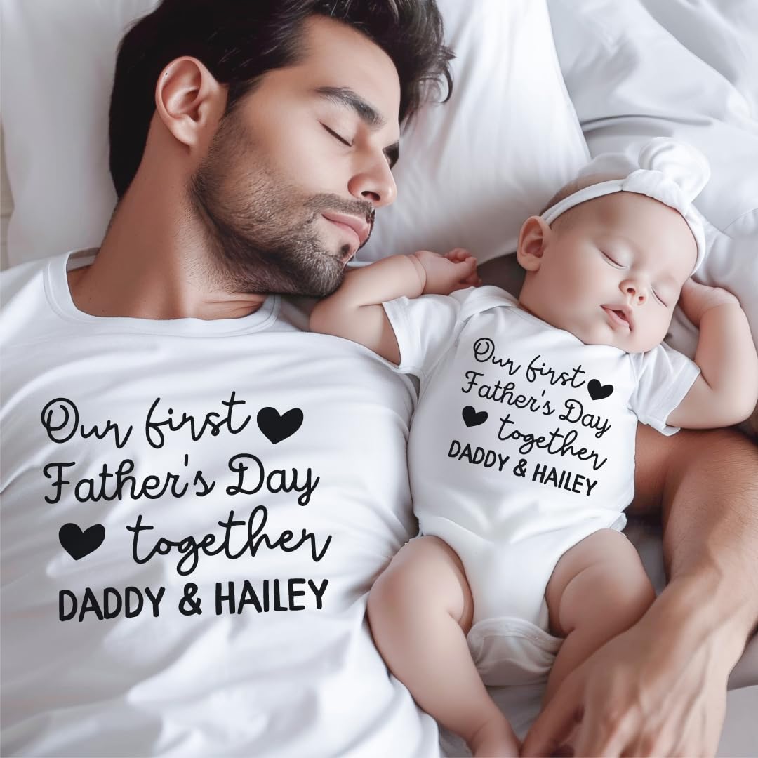 1st Fathers Day Matching Shirts for Dad Baby