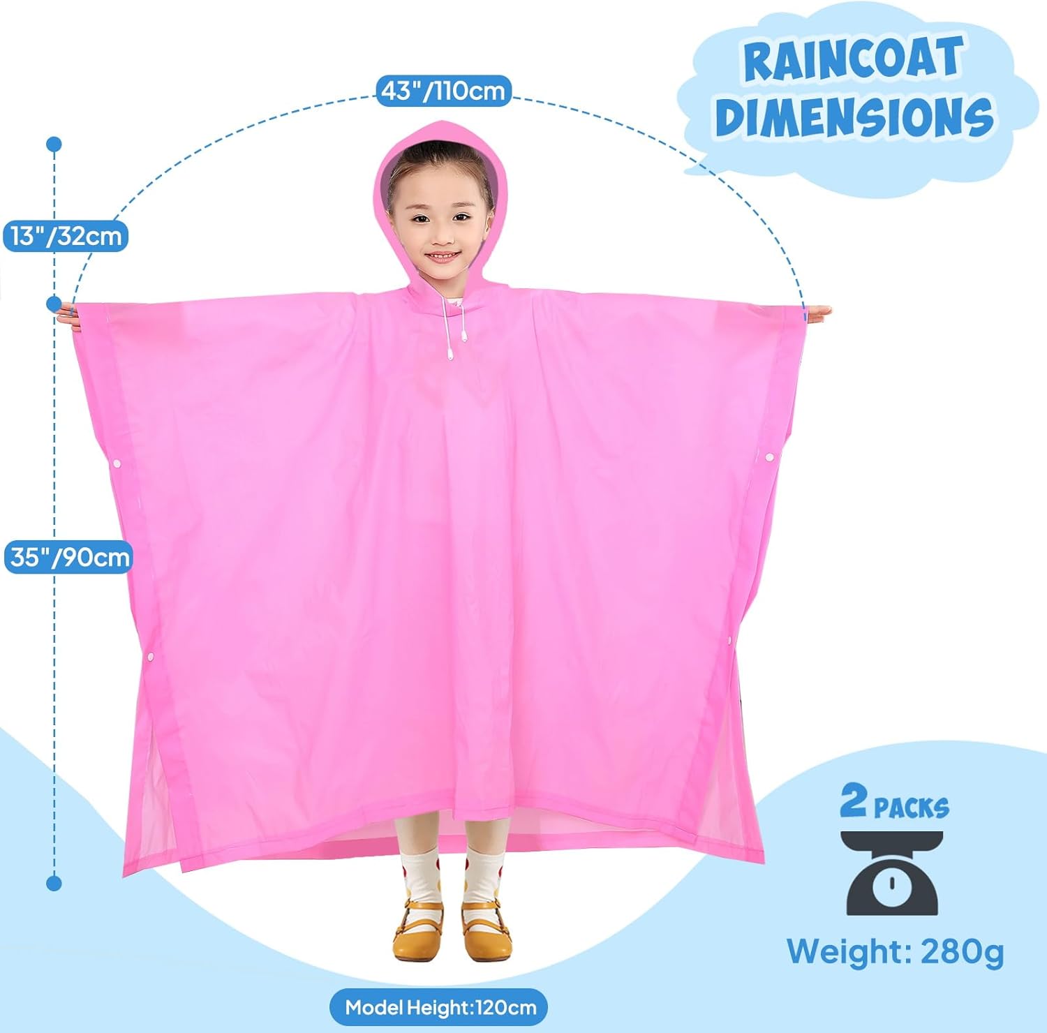 Anyoo 2-Piece Waterproof Reusable Rain Coats for Kids