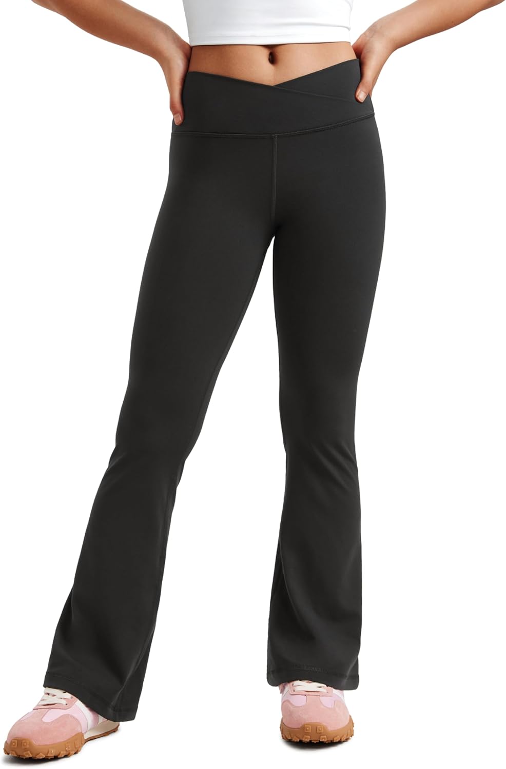 Stylish Crossed Flare Yoga Pants for Girls