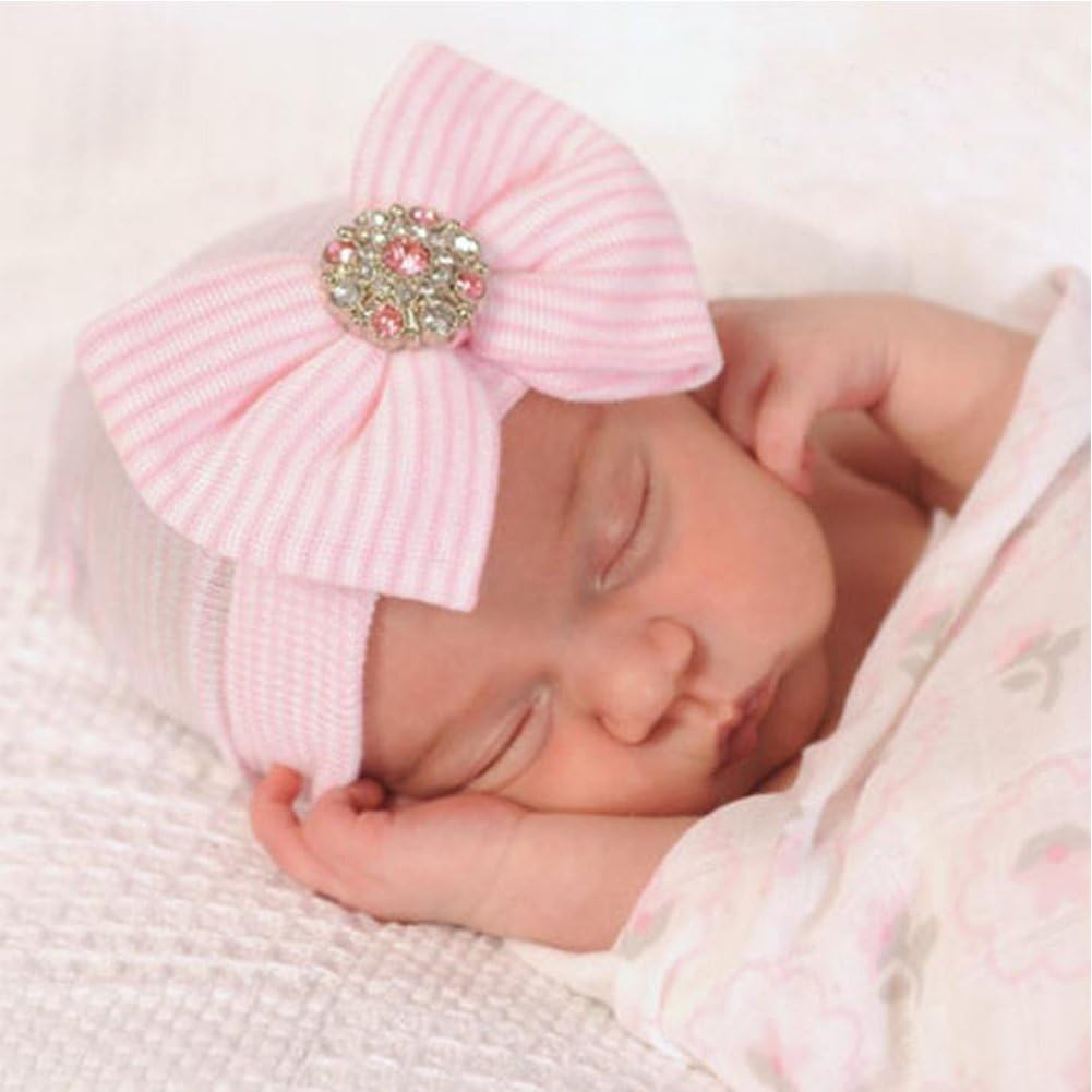 DRESHOW Newborn Hospital Baby Hat with Big Bow