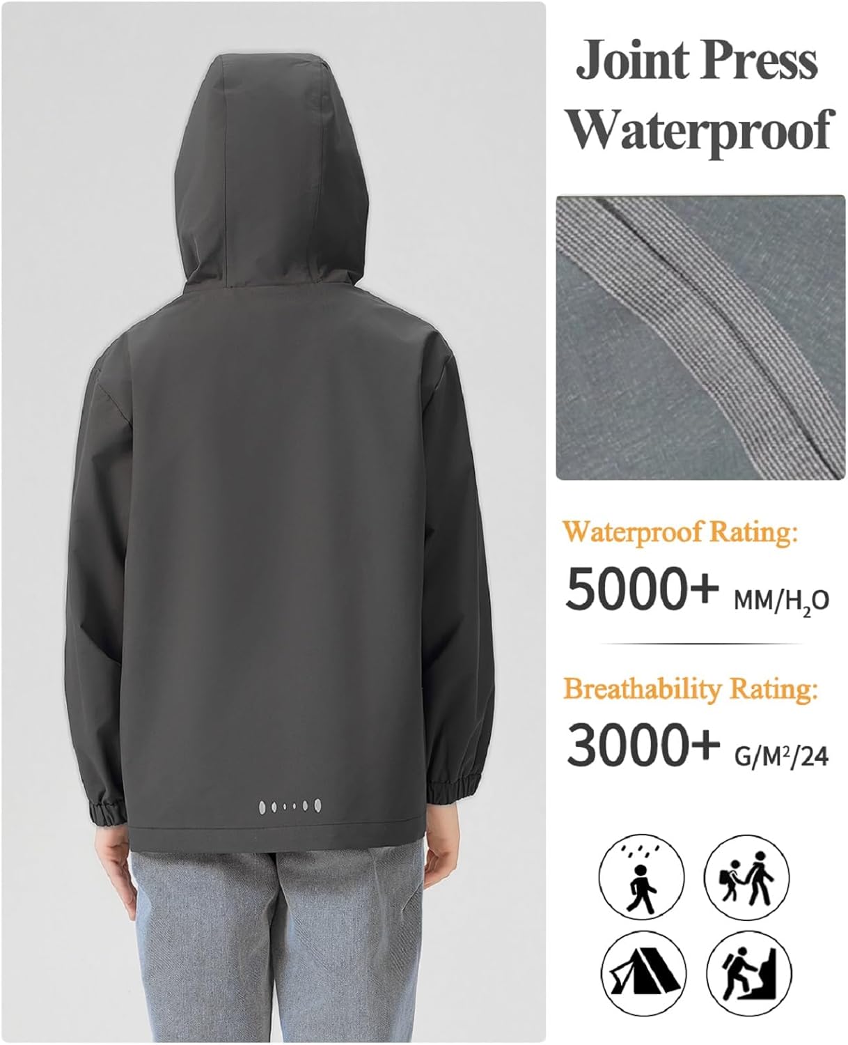 Kids Lightweight Waterproof Rain Jacket for Generous Rainy Day Protection