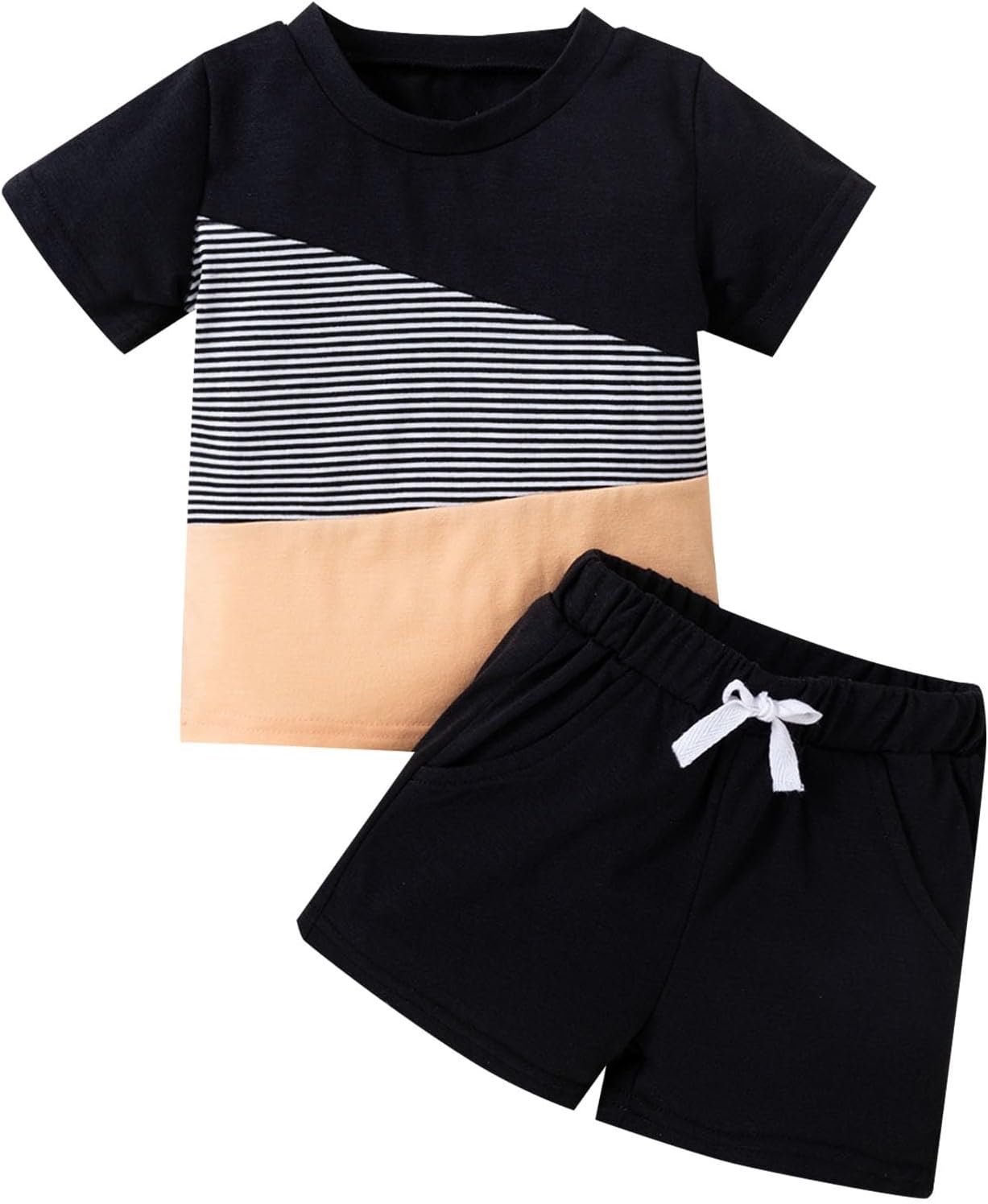 Moonker Boys Casual Patchwork Outfit Set