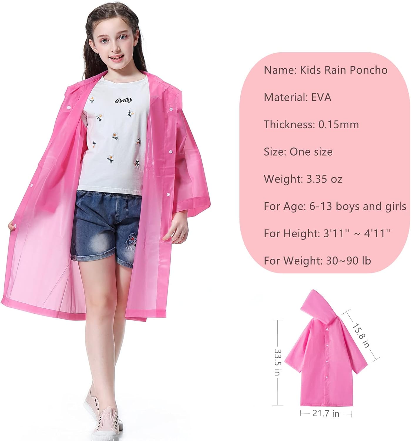 RUISHYY Kids Rain Poncho 2-Pack