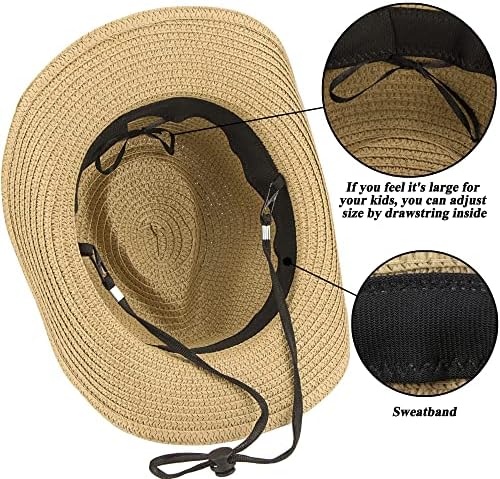Vikodah Kids Cowboy Straw Hat for Boys Girls Summer Sun Protection