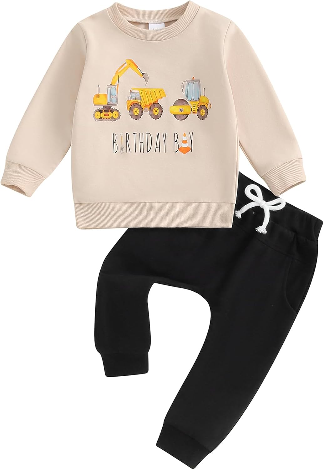Excavator Builder Bingo Birthday Boy Set Toddler Pullover Sweatshirt Solid Jogger Pants