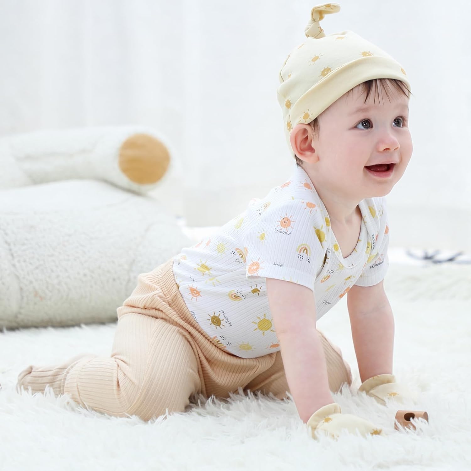 Ruliby Baby Bodysuit and Pant Set 6-Piece Ribbed Soft