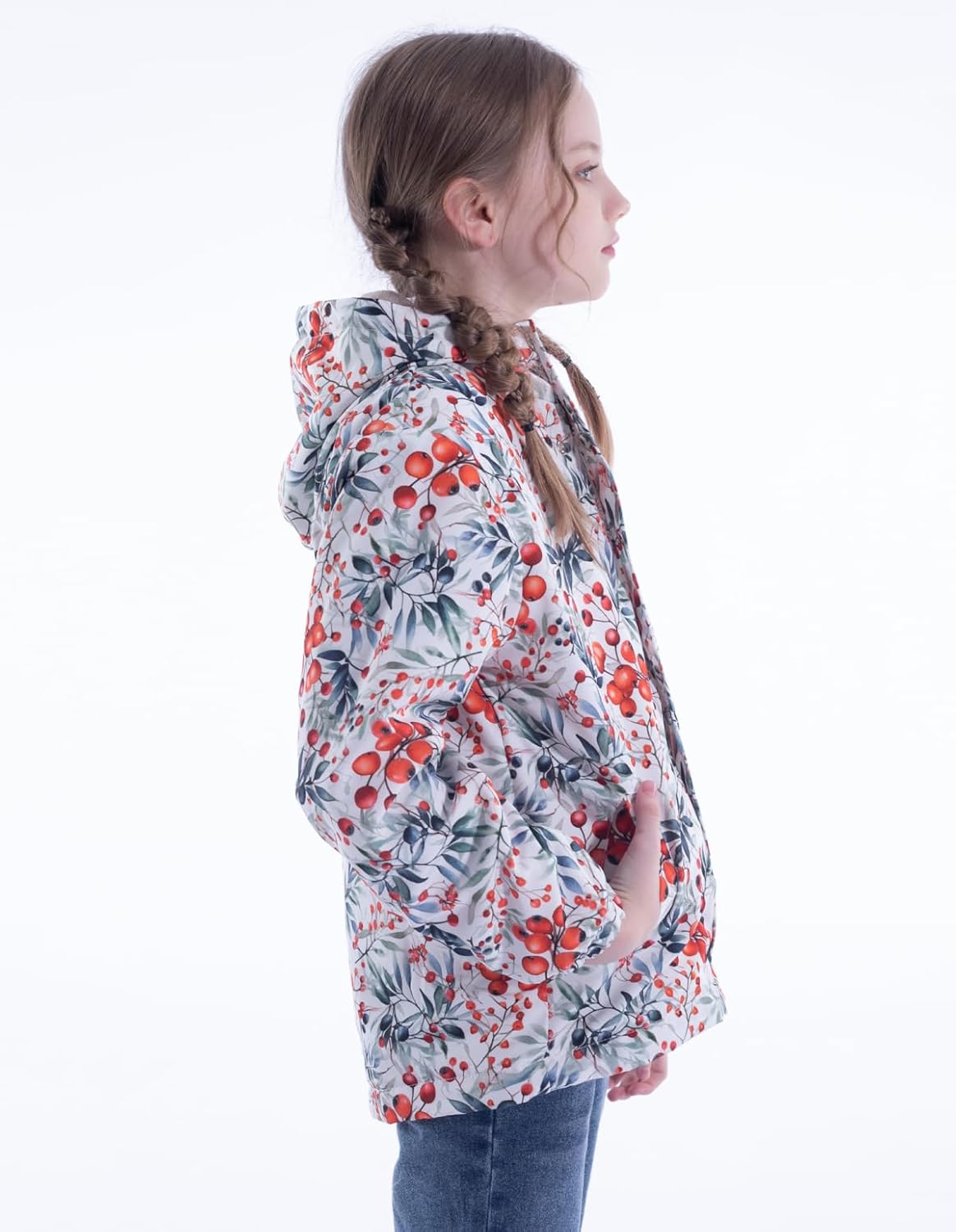 Kids Water-Resistant Fleece-Lined Rain Jacket with Pockets