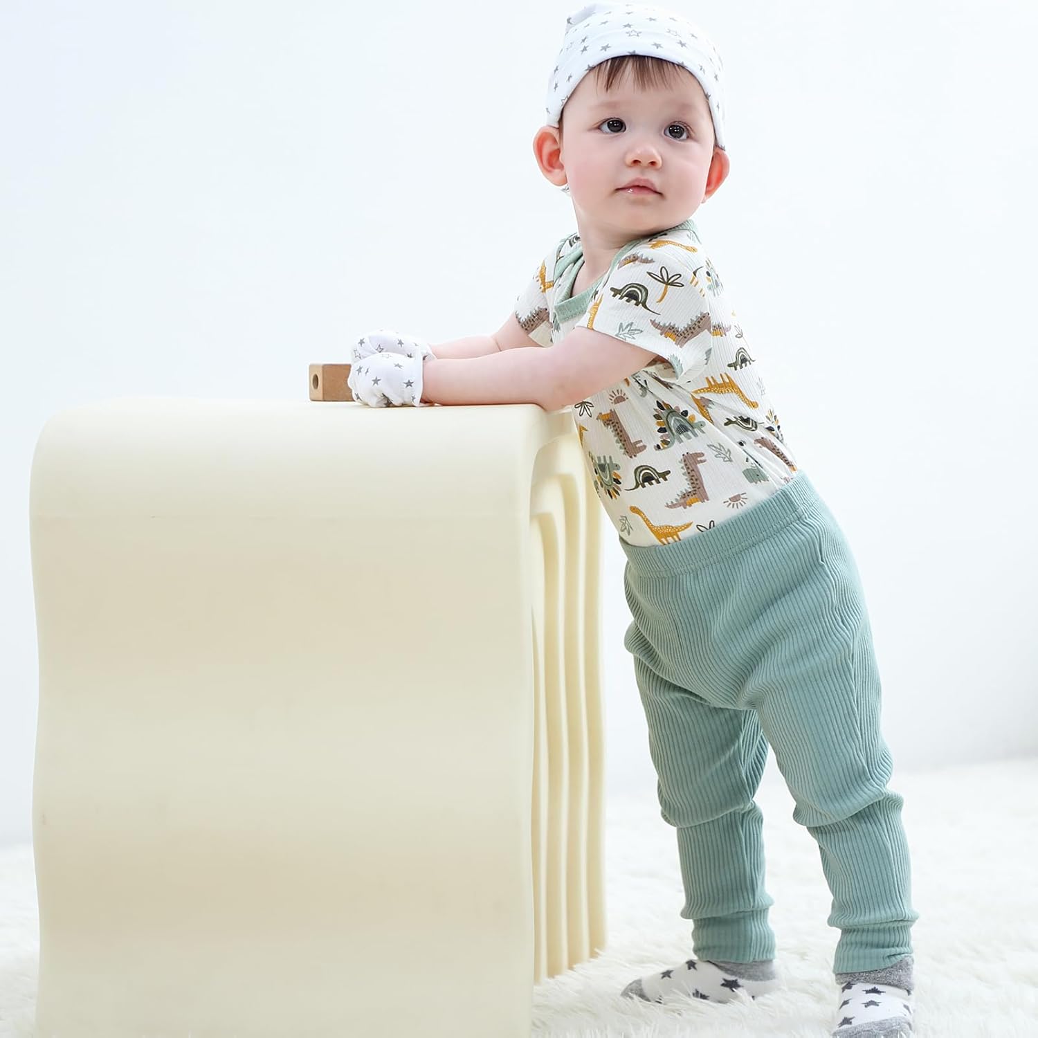 Ruliby Baby Bodysuit and Pant Set 6-Piece Ribbed Soft