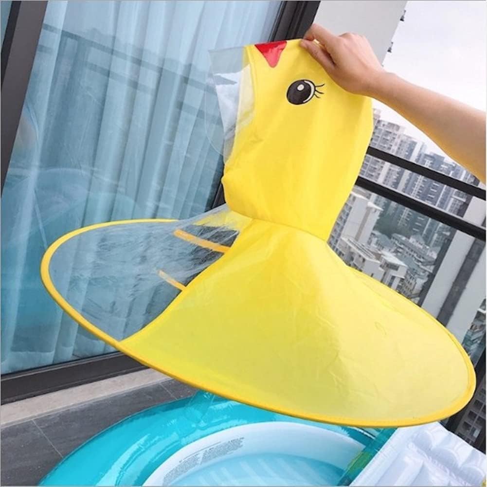 Cartoon Duck Waterproof Raincoat Umbrella Hat for Kids Durable and Waterproof