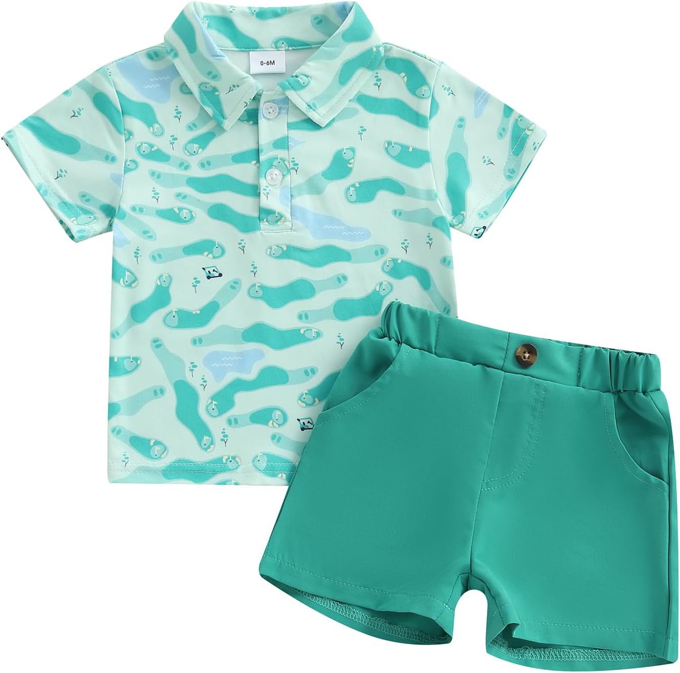 Chloefairy Toddler Boys Golf Outfit 2-Piece Set