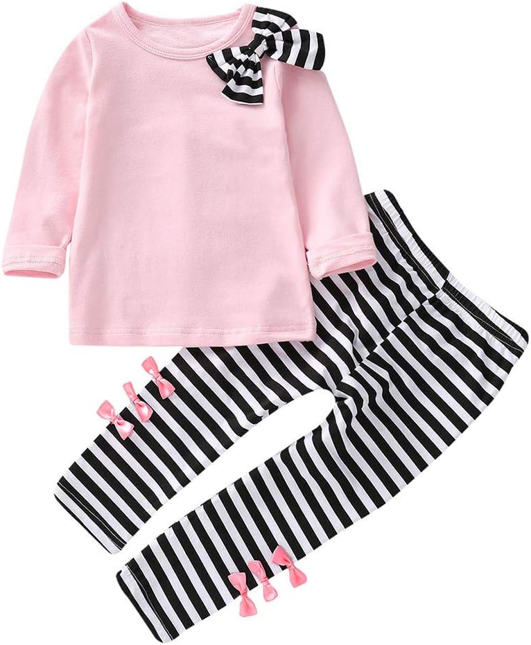 Stylish Stripe Elephant Bow Outfits for Toddler Girls
