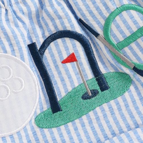 Infant Boy Girl Golf Shorts Hole in One Stripe Elastic Wasit Bloomers