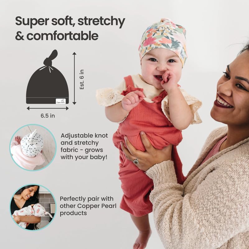 Copper Pearl Baby Beanie Stretch Top Knot