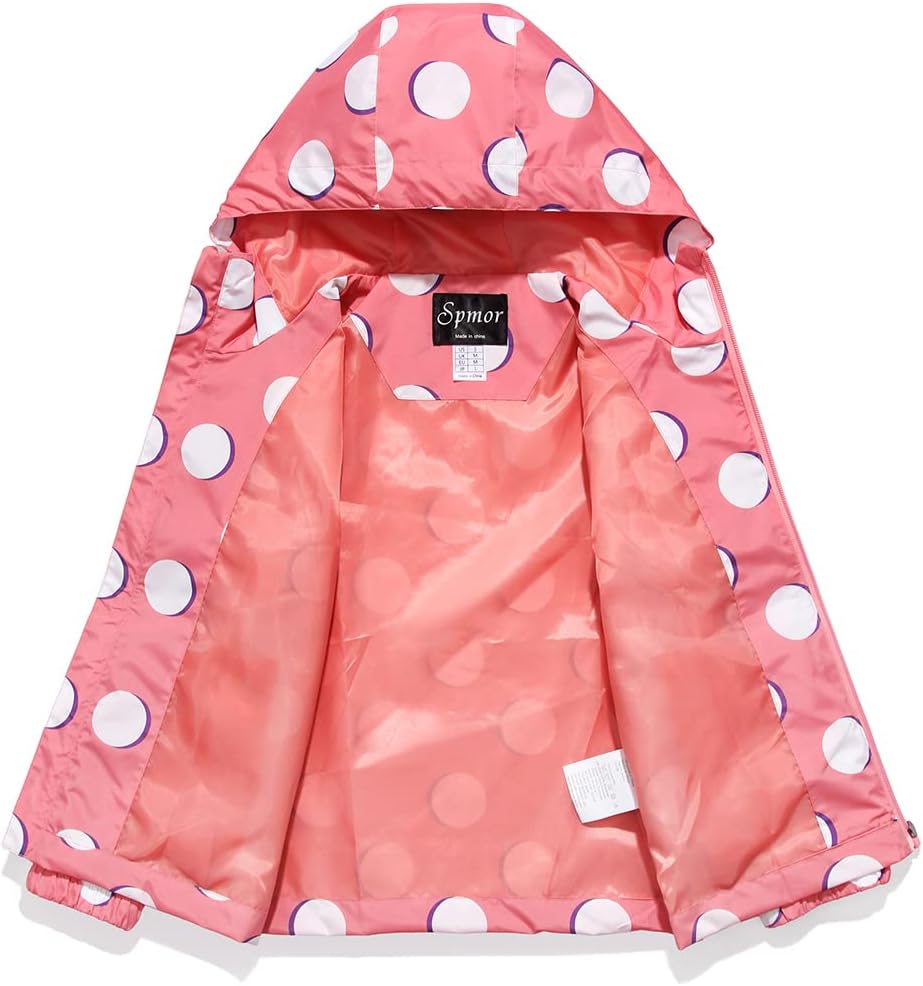 Spmor Boys Girls Rain Jackets - Waterproof Hoodie for Kids