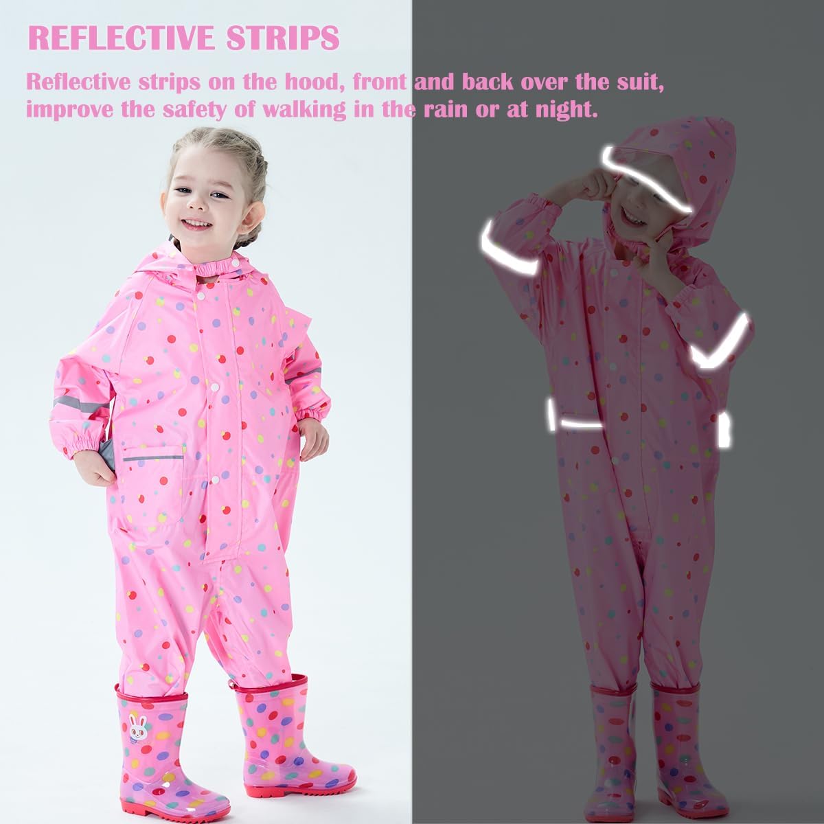 Fewlby Kids Toddler Rain Jacket Waterproof for Boys Girls
