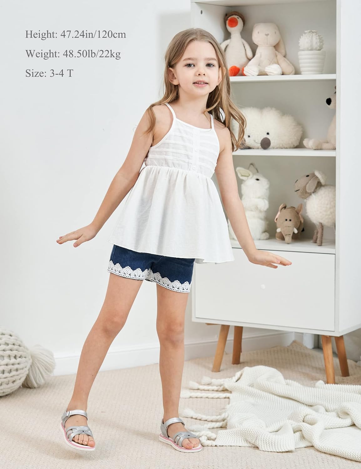 SEYOUAG Toddler Girl Camisole Jean Shorts Set for Summer