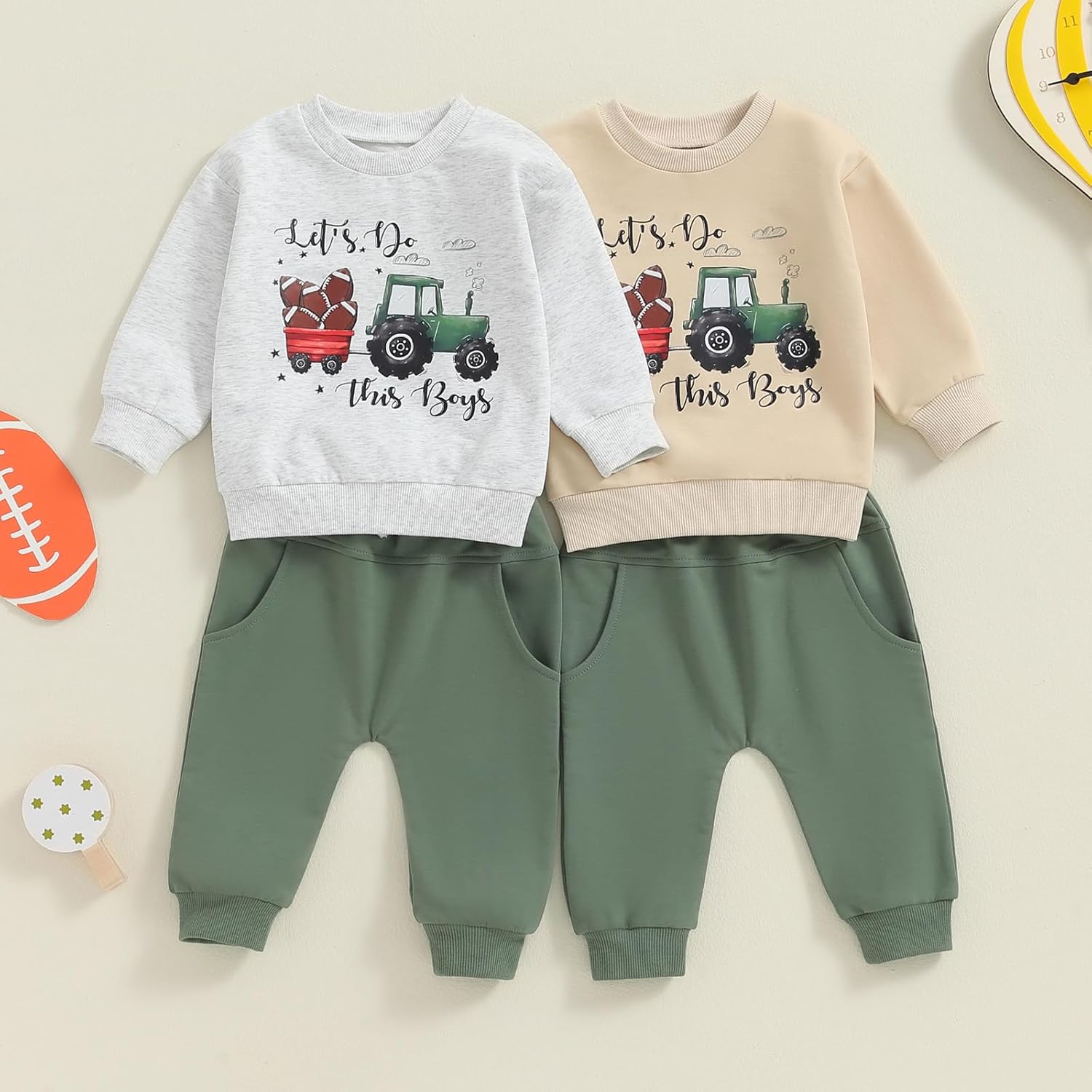 Tractor Letter Fall Winter Outfit for Baby Boys