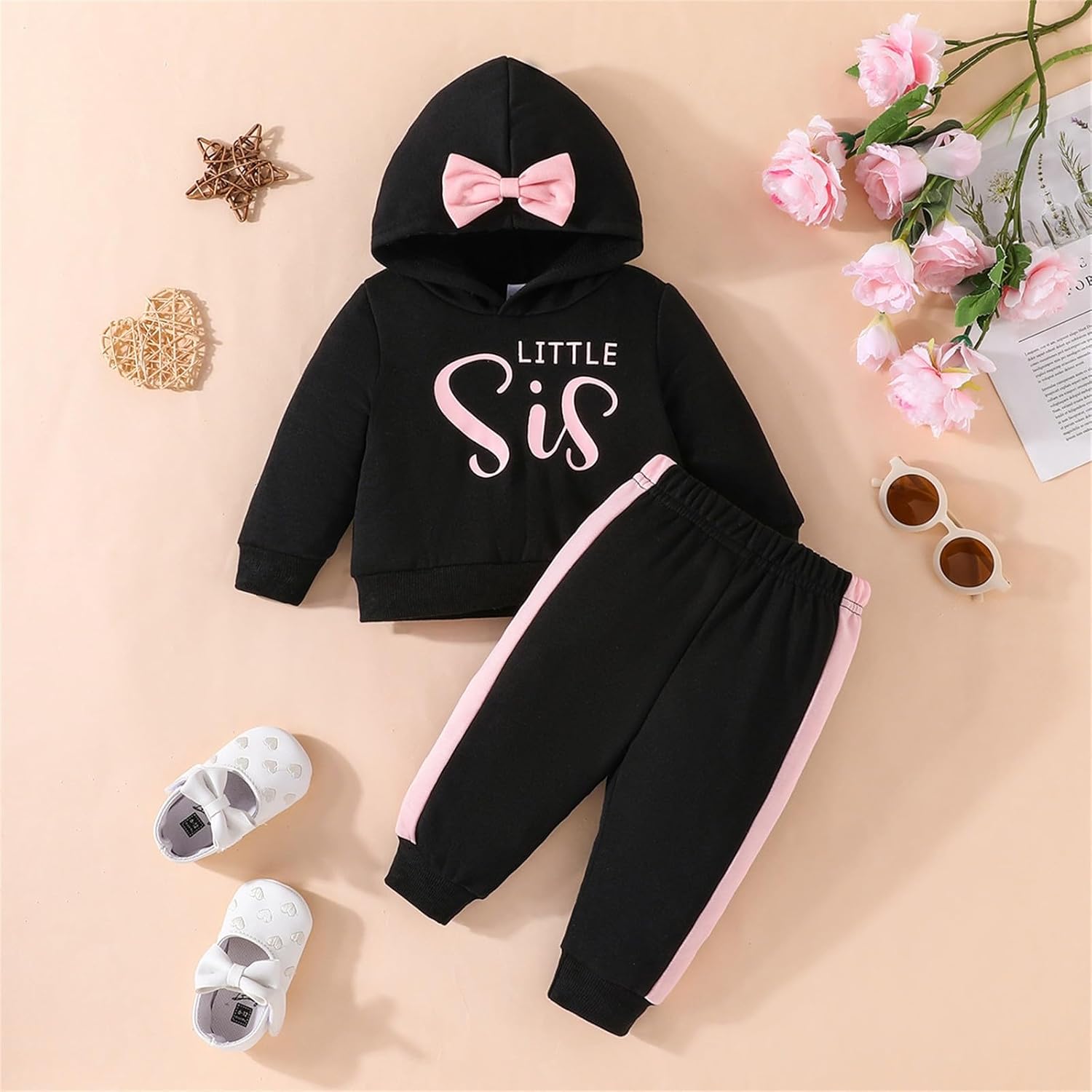 Cute Toddler Girl Graphic Sweater Pants Set