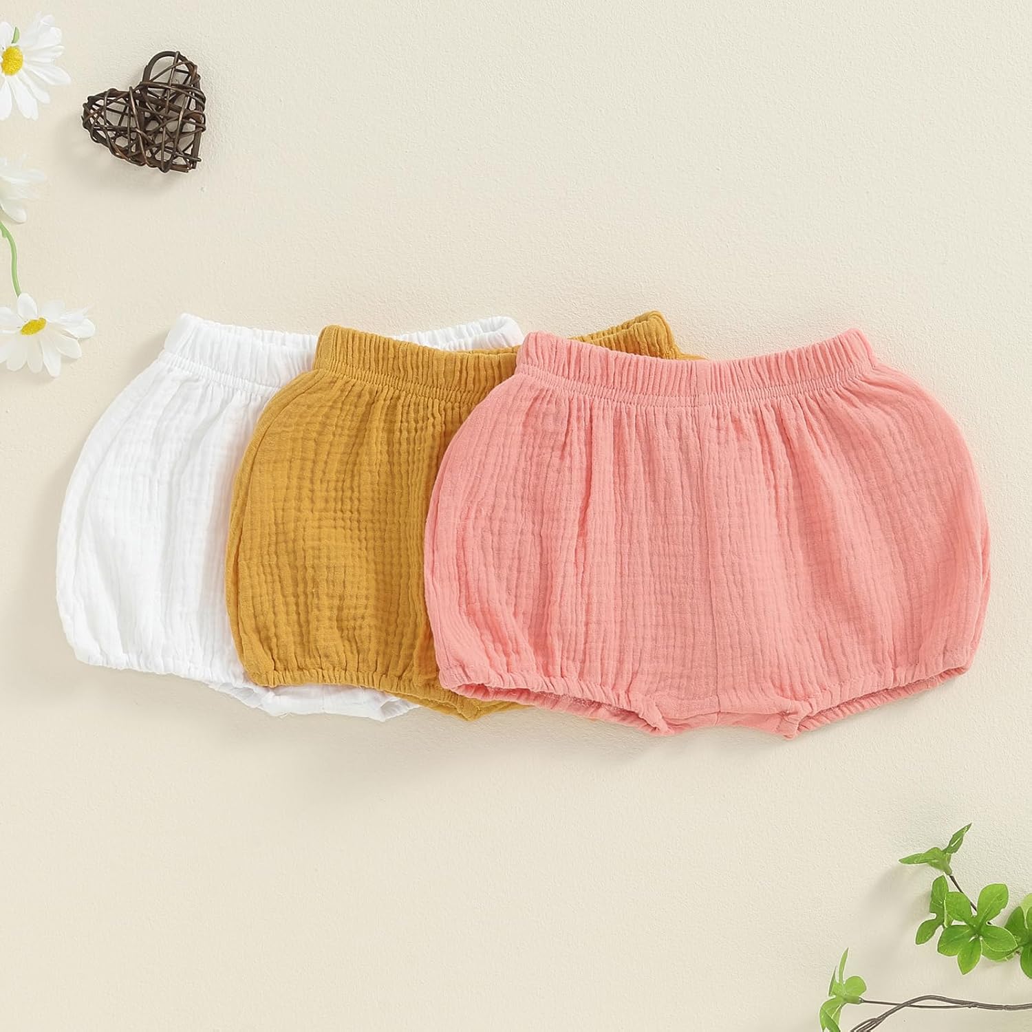 3 Pack Baby Essentials Solid Cotton Shorts