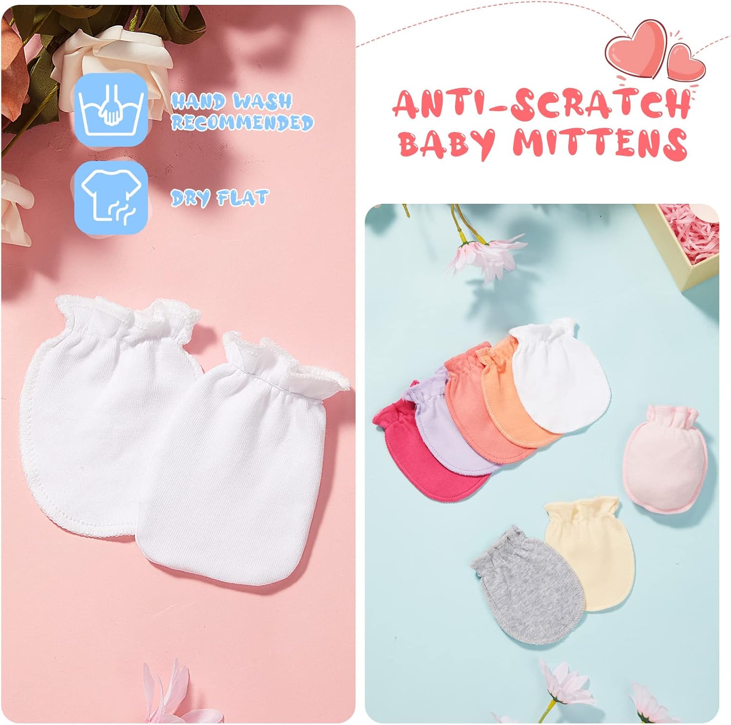 16-Piece Unisex Newborn Cotton Mittens