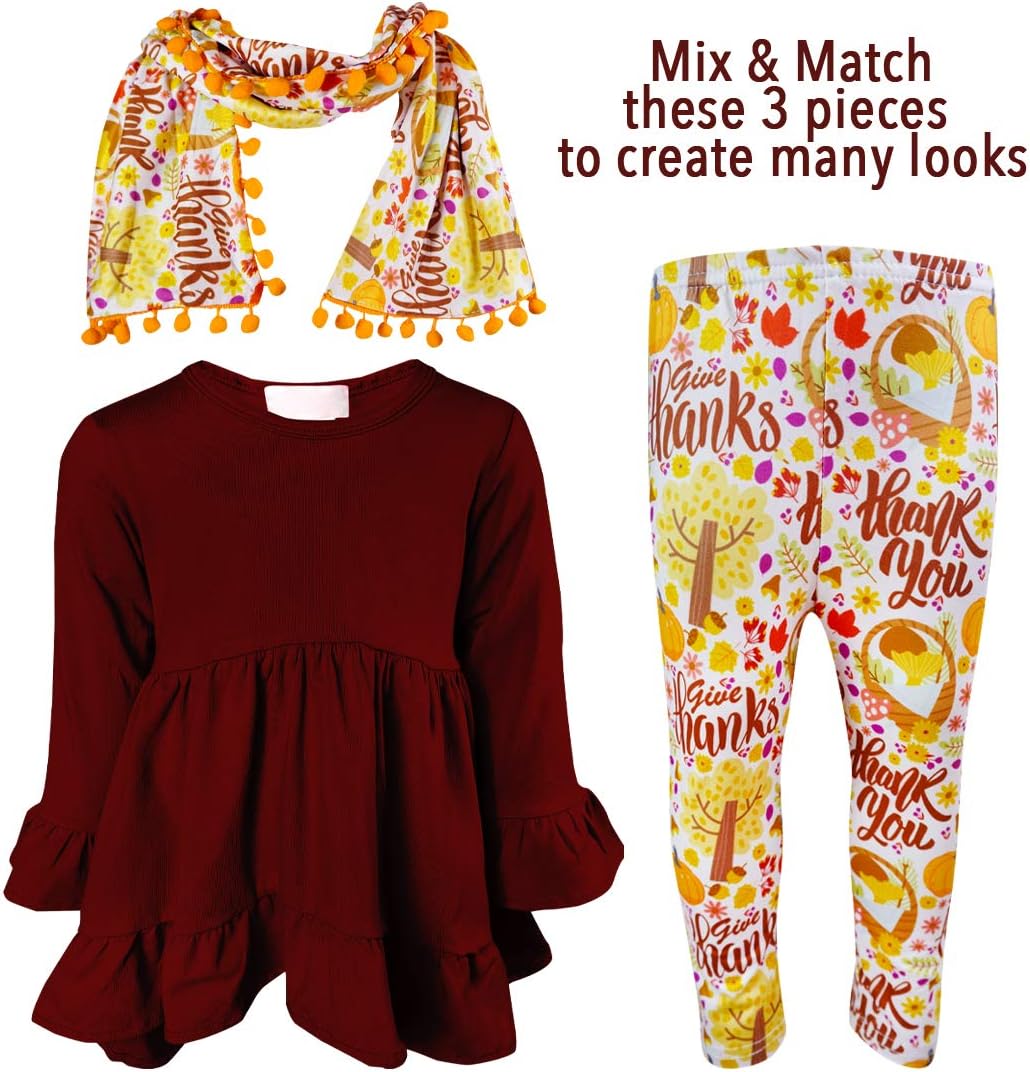 Angeline Kids Halloween Thanksgiving Fall dise Scarf Set for Girls