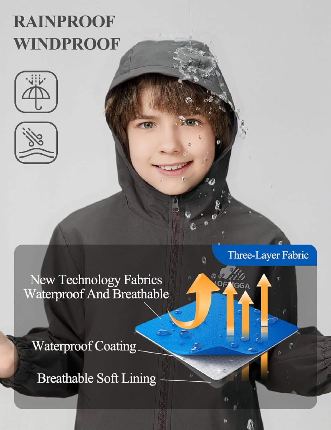 Kids Lightweight Waterproof Rain Jacket for Generous Rainy Day Protection