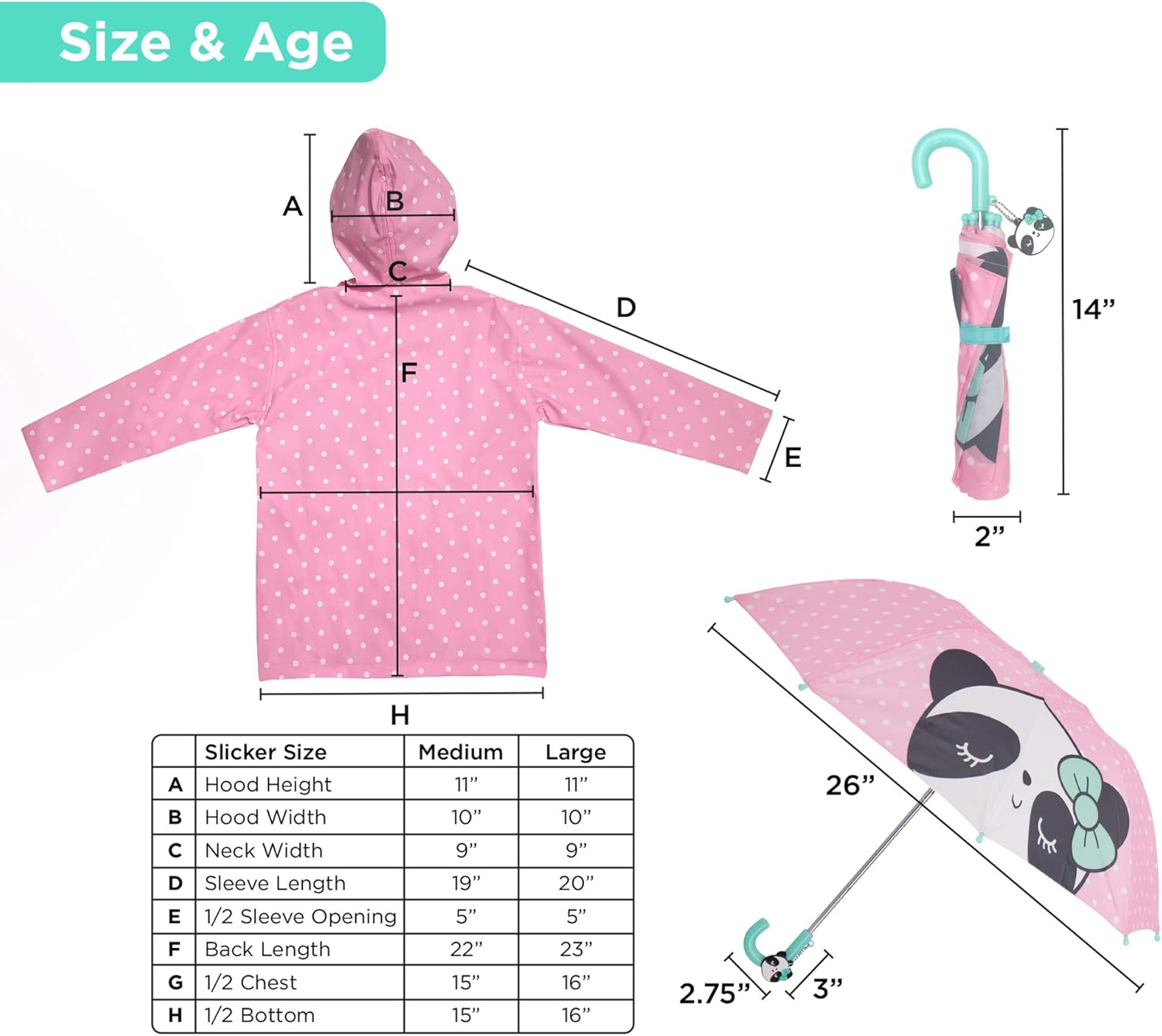 Addie Tate Kids Rain Umbrella Set for Toddler