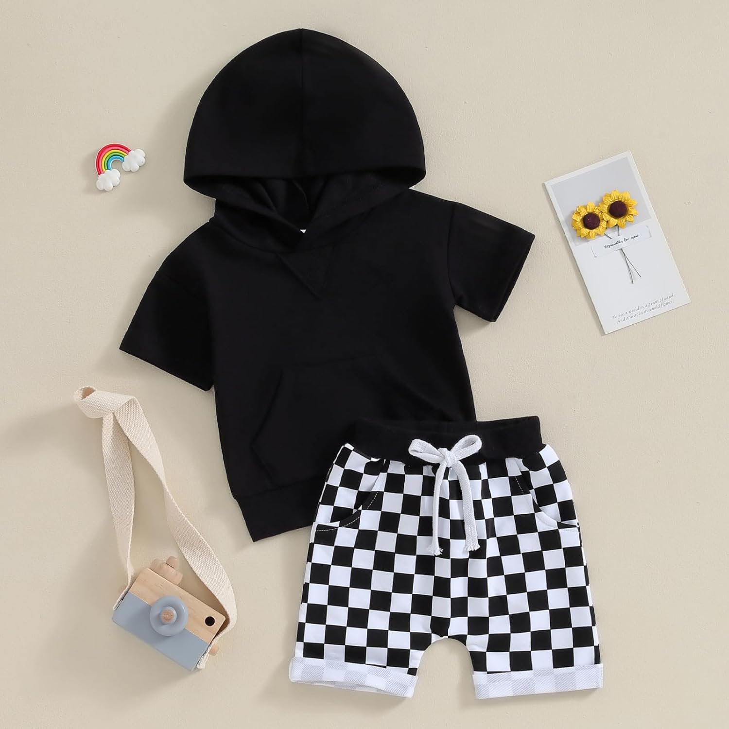 LLow_FD short setPlaid Hooded TopShorts Summer Outfit