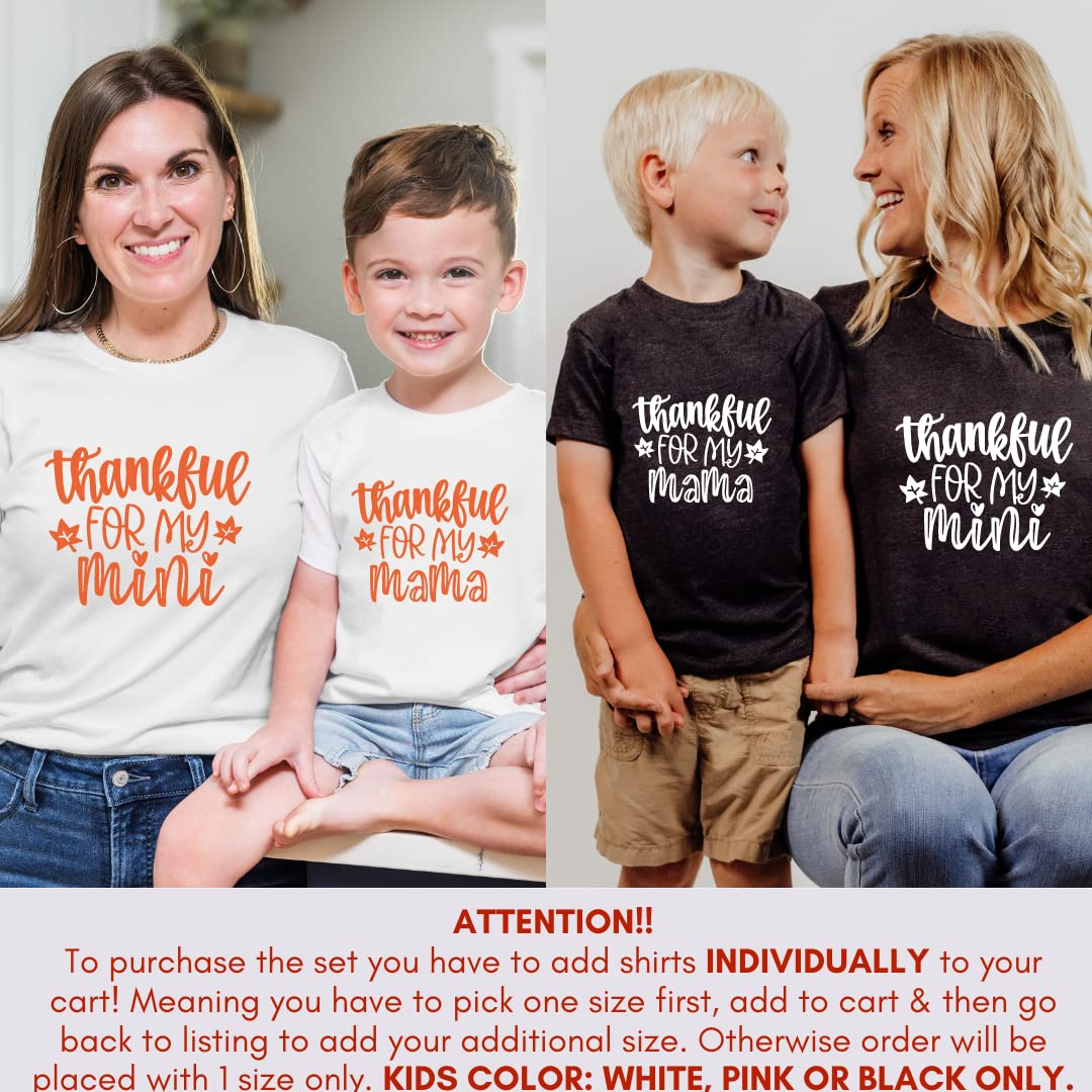 Thankful For My Mama Mini Mommy Thanksgiving Shirts for Mom Baby