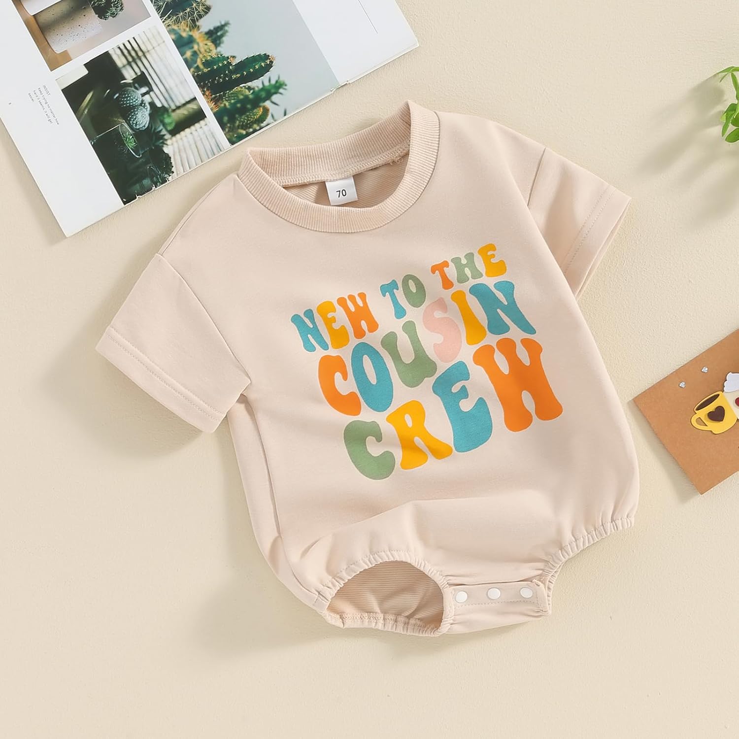 Newborn Baby Girl Boy Short Sleeve Romper with Cousin Design