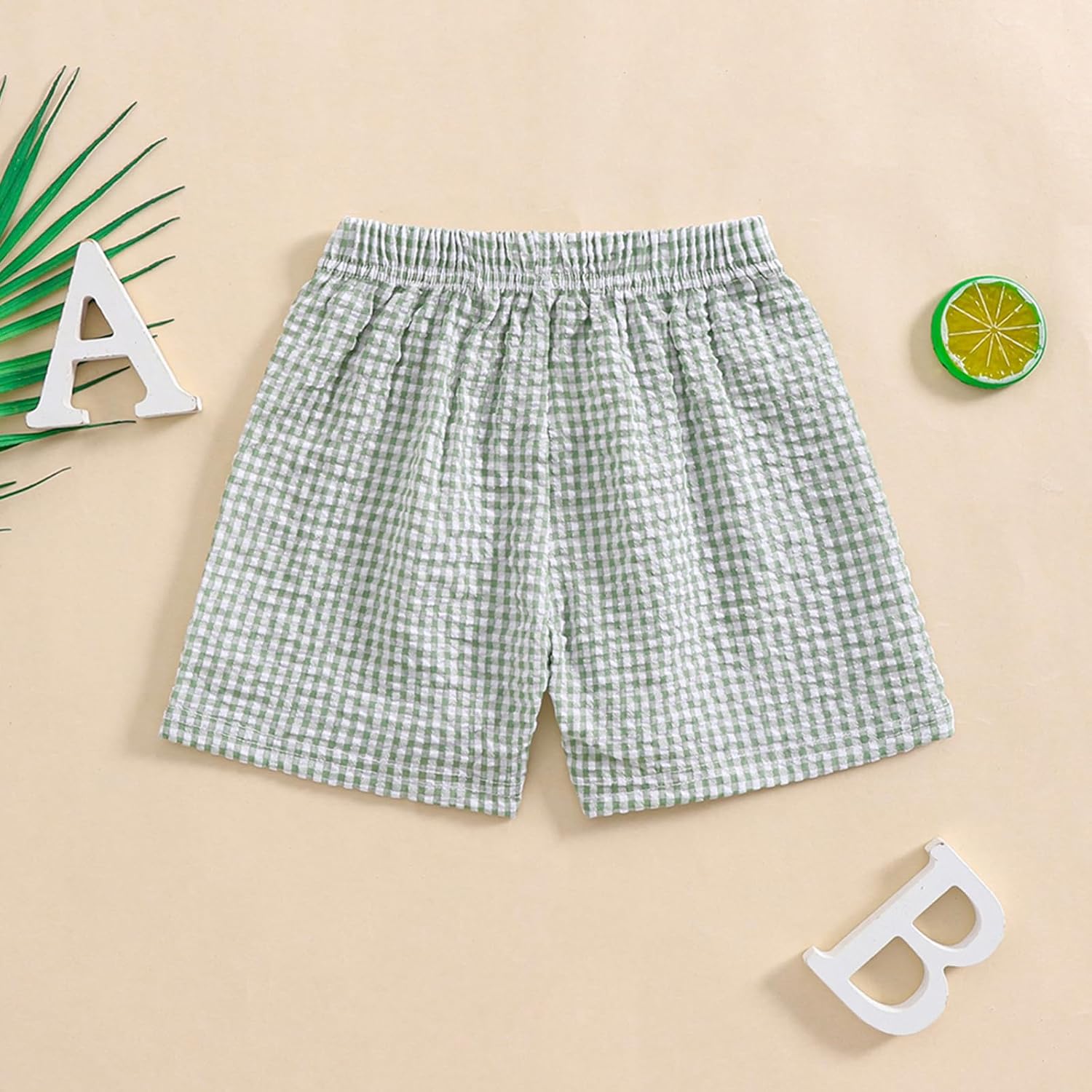 GinghamSeersucker Elastic Waist Shorts for Toddler Boys Girls