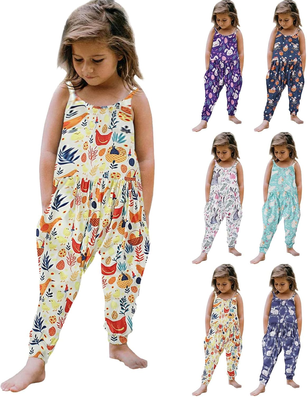Baby Girl Easter Outfits - Toddler Bell Bottoms Romper