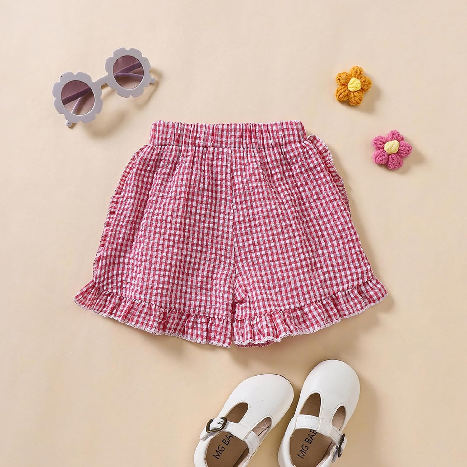Perfect Casual Shorts for Toddler Girls Ruffle Gingham Design Summer Diapers