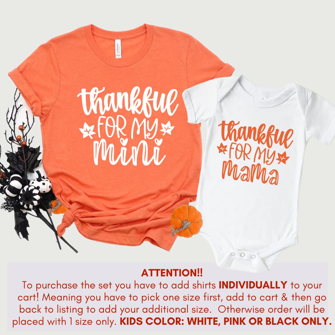 Thankful For My Mama Mini Mommy Thanksgiving Shirts for Mom Baby