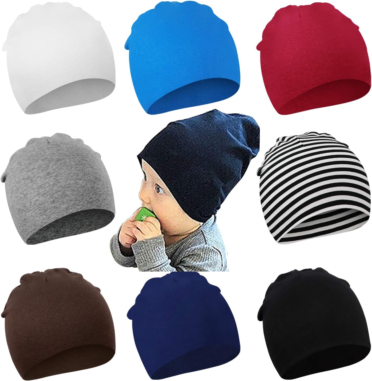 DRESHOW BQUBO 8 Pack Baby Beanie Hat