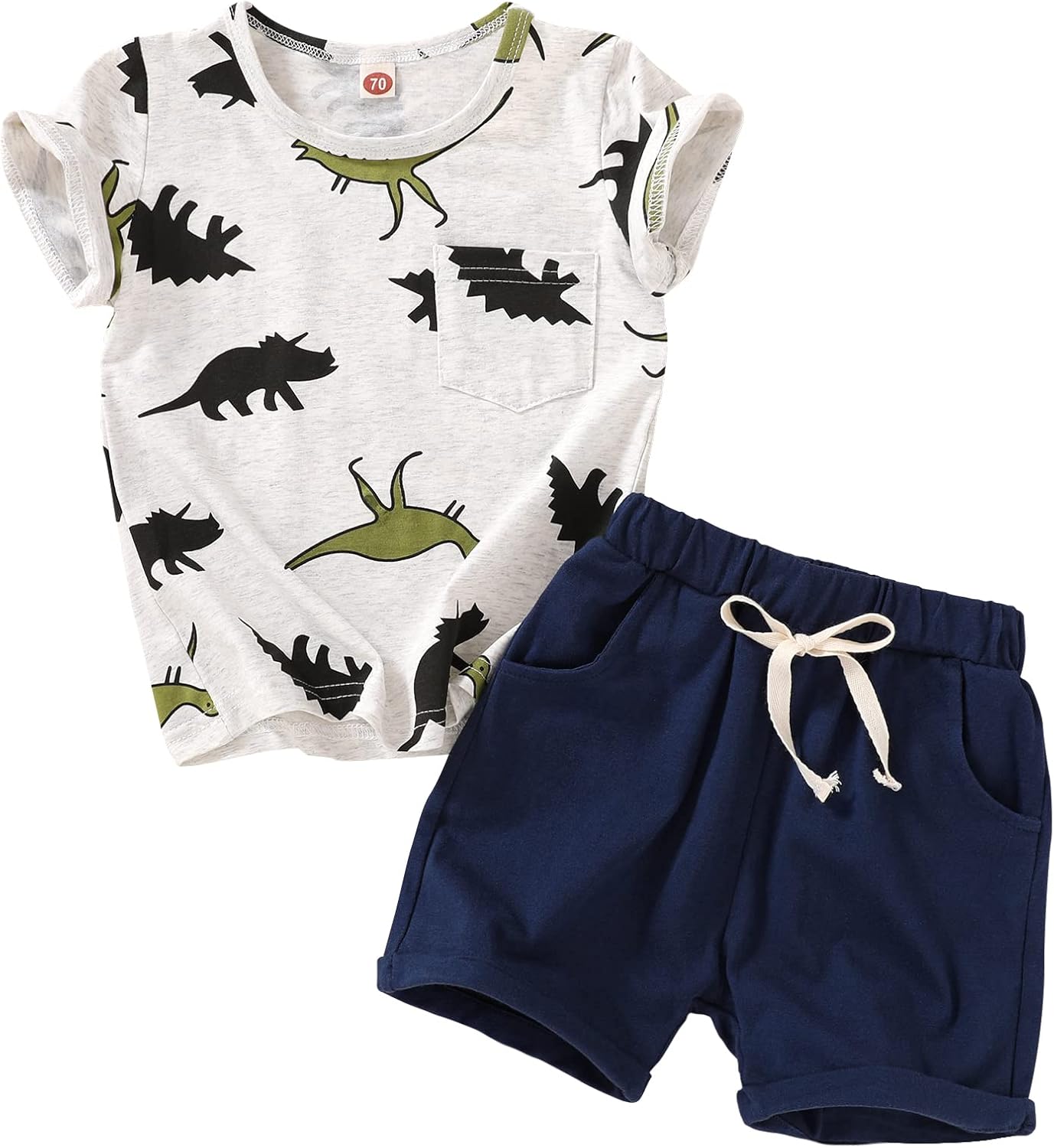 Dinosaur Camouflage T-Shirt Shorts Set for Toddler Boys