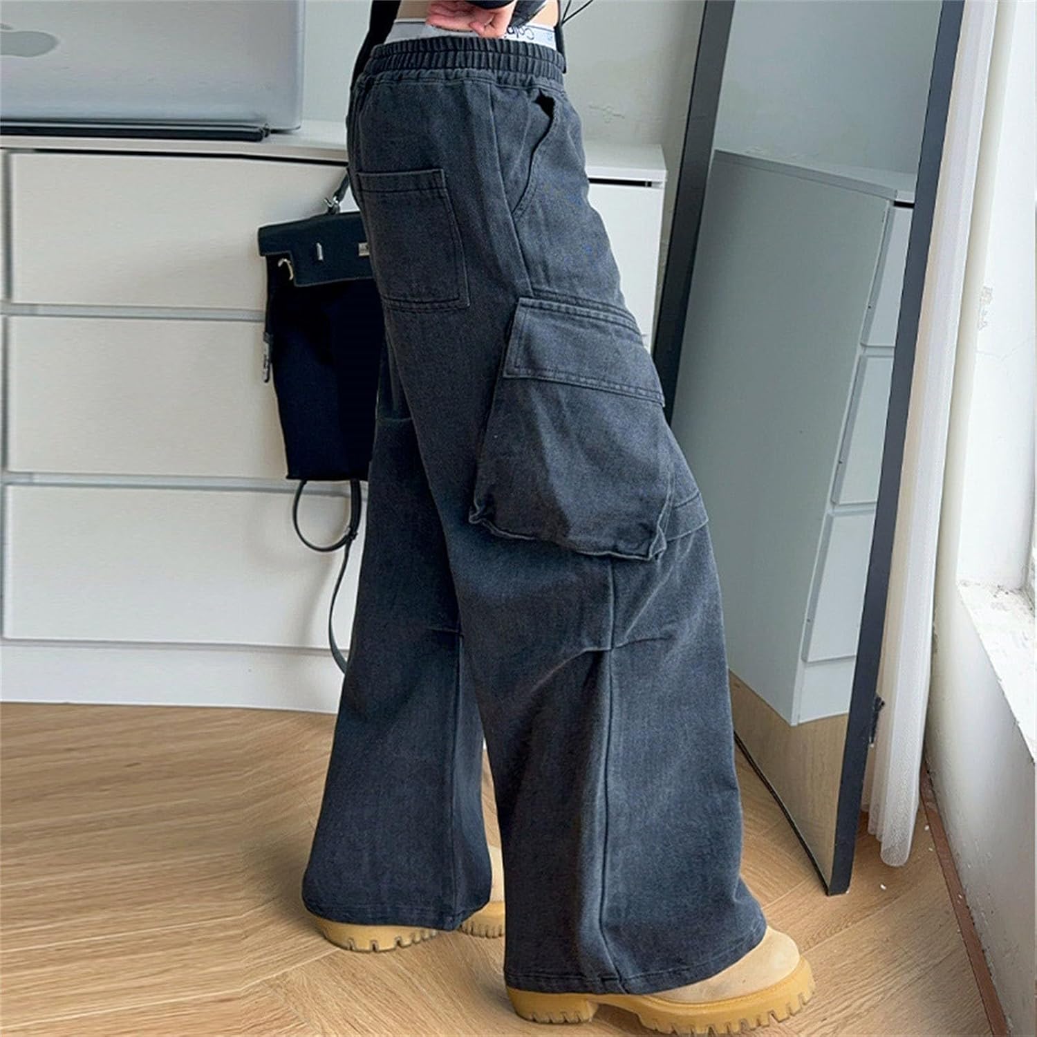 Generic Baggy Denim Cargo Pants for Girls