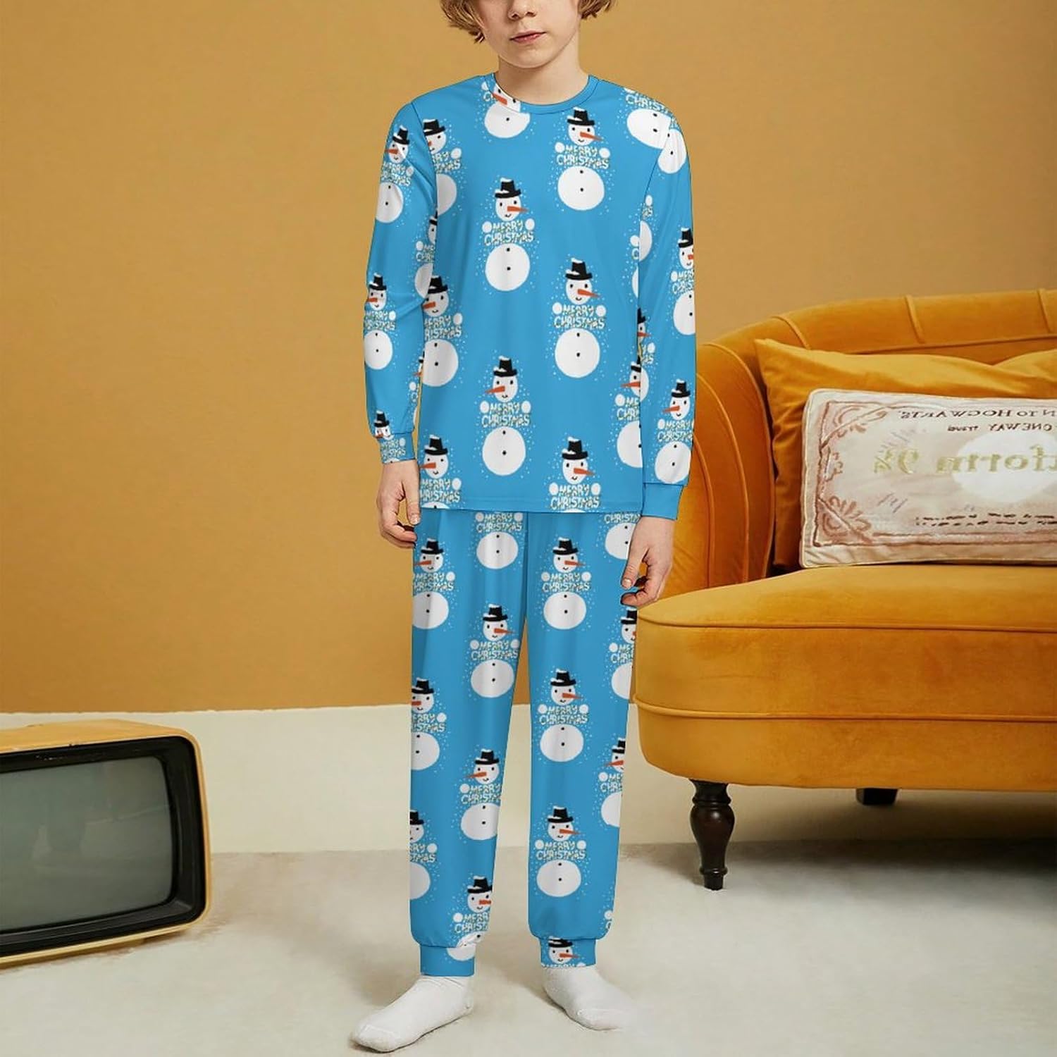 Happy Christmas Thermal Set for Kids Boys Girls Santa Claus Pajama Bottoms