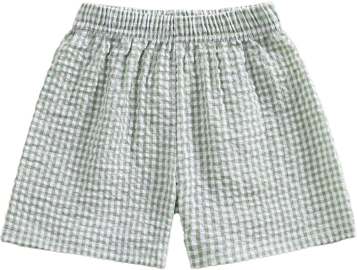 GinghamSeersucker Elastic Waist Shorts for Toddler Boys Girls