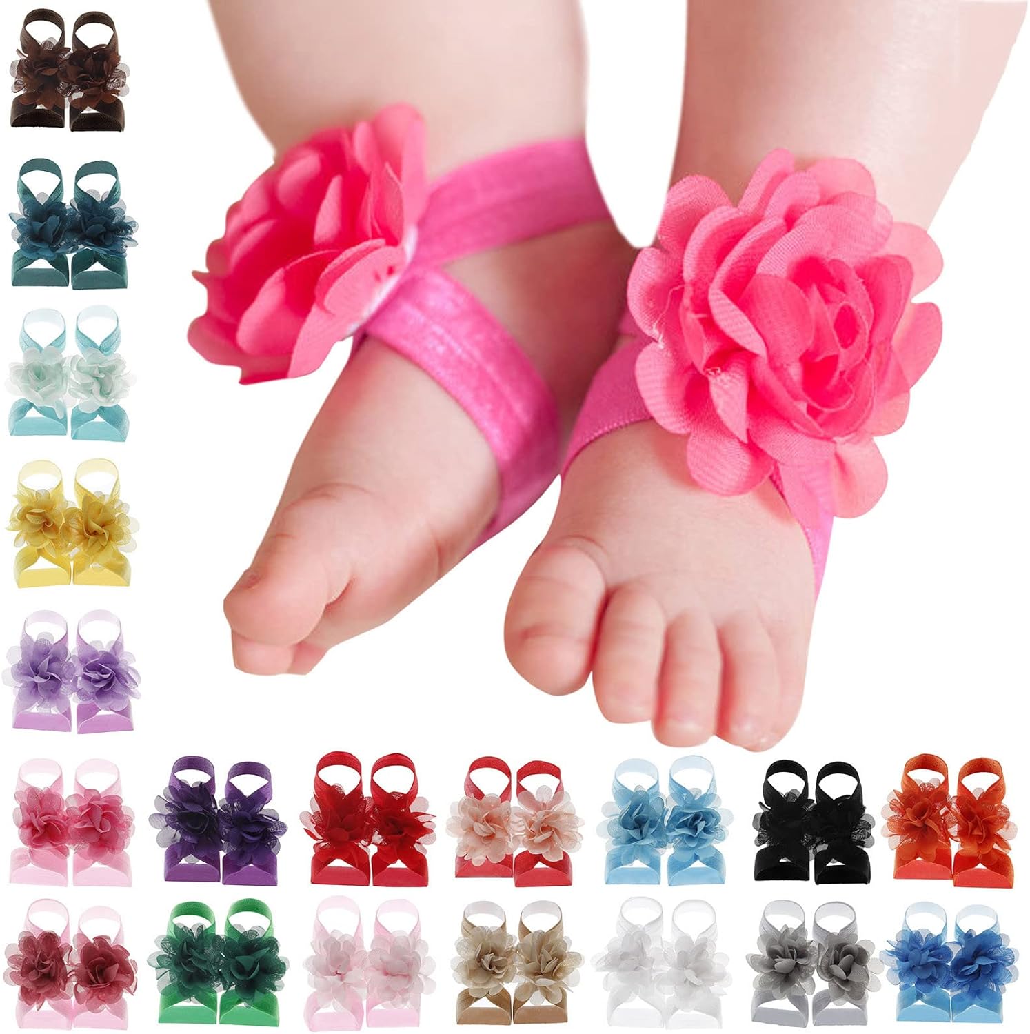 Floral Design-registered Barefoot Sandals for Babies 22 Pairs