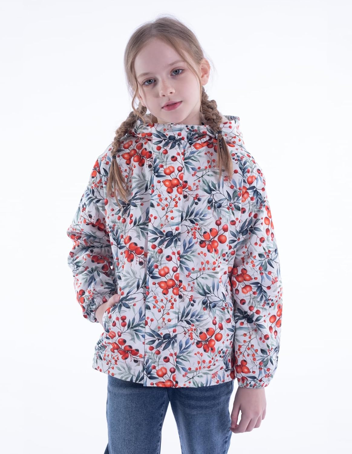 Kids Water-Resistant Fleece-Lined Rain Jacket with Pockets