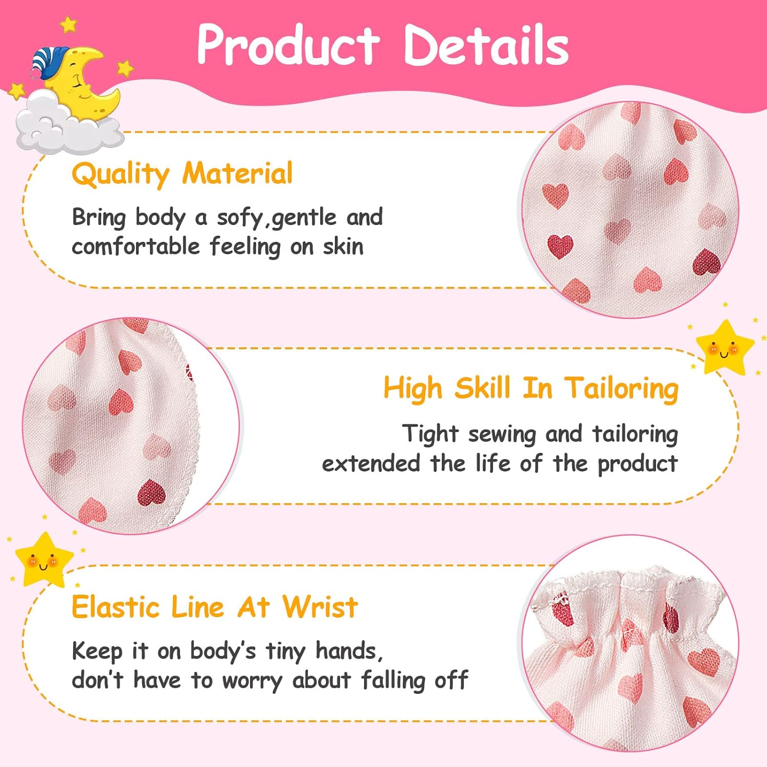 Geyoga 40-Pair Soft Mittens for Babies No Scratches Cute Design