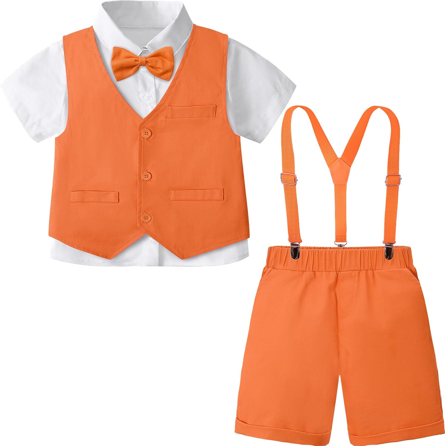 Crisp and Trendy 3-Piece Toddler Boys Suspenders Suit Set