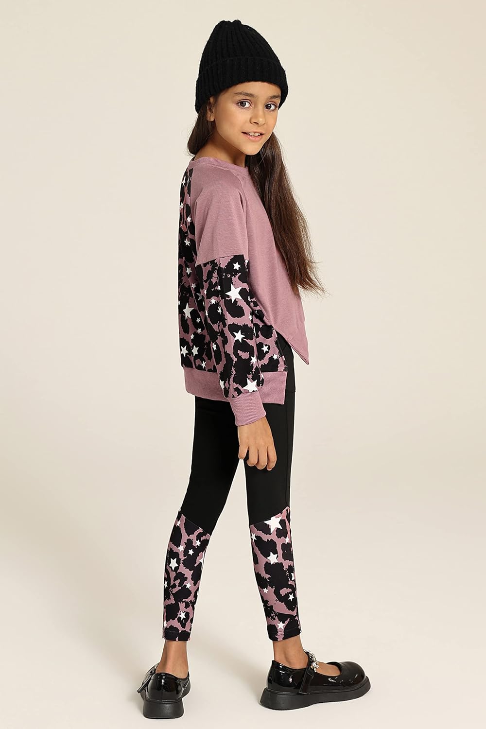 Girls Fashionable Sweater and Track Pants Set for Ages 5-14